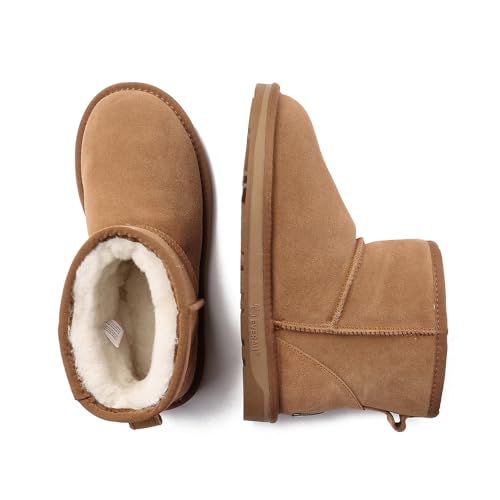 Image of EVERAU Men Falcon Mini Classic Boots Warm Winter Sheepskin Suede Water Resistant Boots, US