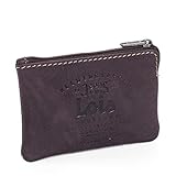 Lois - Monedero Hombre Pequeño Piel Genuina Cuero de Marca LOIS. Llavero Monedero Tarjetas DNI. Diseñado en España. 11002, Color Marrón Oscuro
