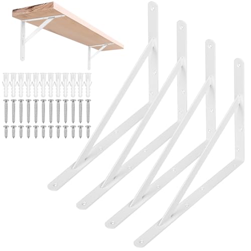 Support etagere murale fixation en métal robuste noir mat 4 pcs
