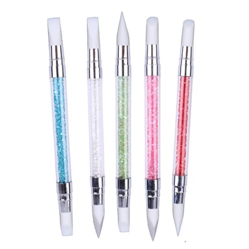 5 Pcs Nail Art Sculpture Pen Dual Tipped Silicone Nail Tools Nail Art Silicone Brushes for Design Nail Carving Drawing Shaping Effect