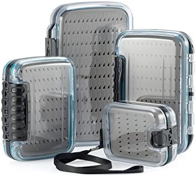 Dr.Fish 1 Pcs Fly Fishing Box Waterproof Flies Case Fly Fishing Tackle Box Lightweight ABS Plastic Large Double Sided Transparent Lid Clear View Deep Slot Storage Case Small Size