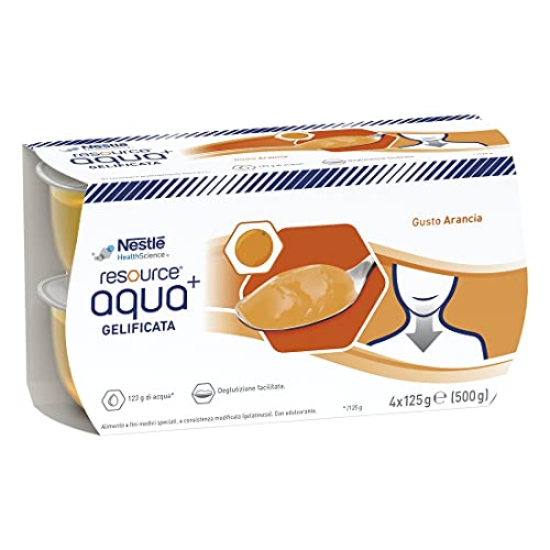 Nestlé Resource - Aqua+ Gelificata Facile Da Deglutire Gusto Arancia, 4 X 125G