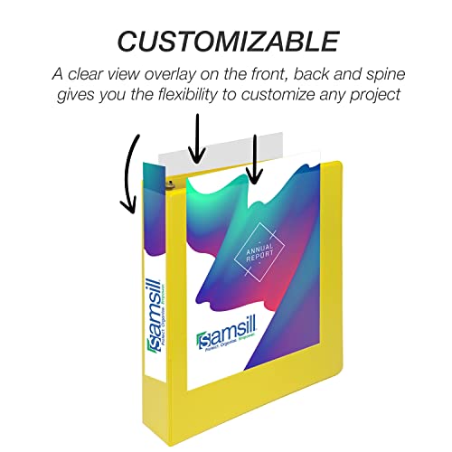 Image of Samsill Durable 1.5 inch 3 Ring Binder, D Ring Binder, 100% Recycled Chipboard, Yellow, 4 Pack