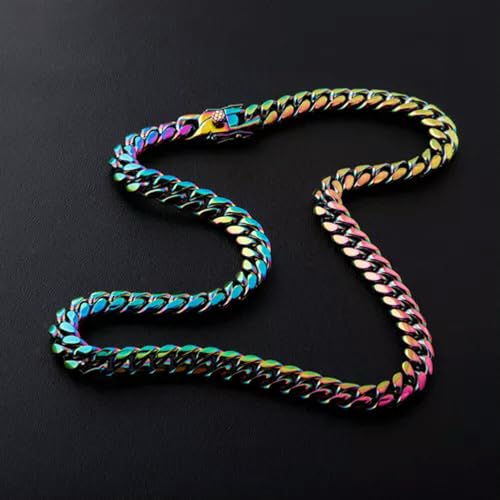 Chaine acier inoxydable homme style hip hop et collier de mode colore
