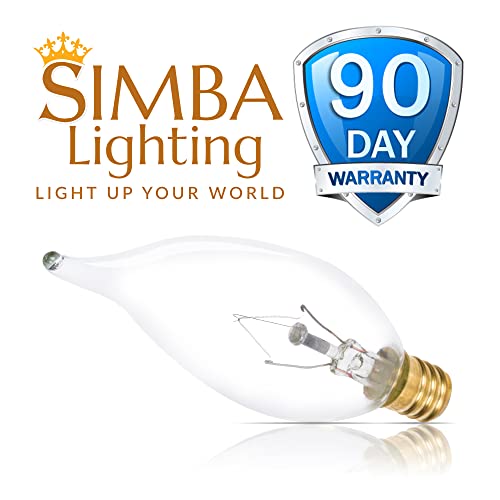 Simba Lighting INC-25C32FE12C-12PC Candelabra Flame Tip Clear Ca10 25W E12 Base (12 Pack) Decorative Incandescent Light Bulbs 120V thumb #4