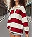 Women Rugby Shirt Y2K Oversized Long Sleeve V Neck Polo Shirts Button Up Collared Pullover Striped Top Casual Jersey Sweater Vintage Loose Fit Sweatshirt (Burgundy White, XL)