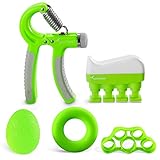 Hand Grip Strengthener Sportneer 5 Pack Finger Strength Exerciser Gripper for Athletes, Pianists and Therapy, Including Hand Gripper, Finger Stretcher Band, Squishy ball, Hand Exerciser and Grip Ring