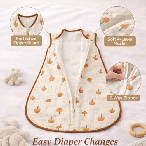 Image of Toddler Sleeping Sack 3-5 Years - Muslin Cotton Wearable Blanket, Sleeveless, Lightweight, Breathable, Roomy Fit, 0.8-1.0 TOG