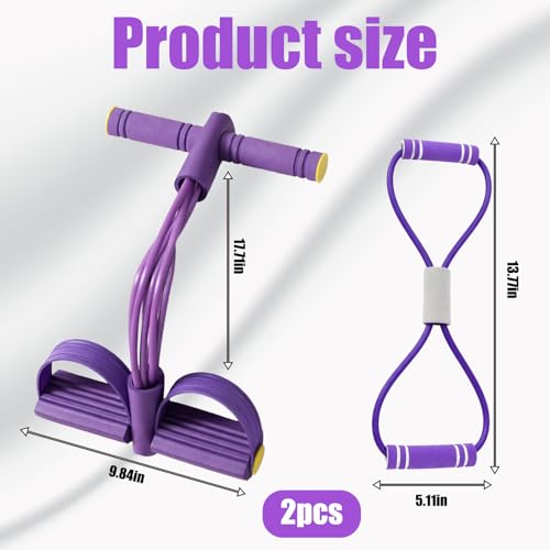 Pedal Resistance Band, 8 Tube Foot Pedal and Handles Resistance Bands, Home Workout and Travel Fitness, Multifunction Foot Pedal Resistance Band for Assisted Sit-Ups and Strength Training