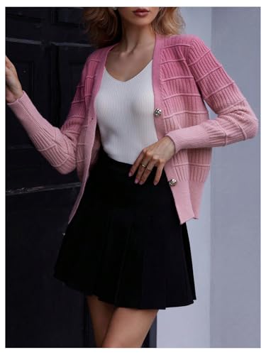 MakeMeChic Women's Ombre V Neck Cardigan Long Sleeve Lightweight Sweater Cardigans4