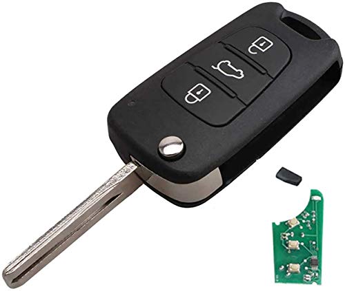 Pro-Plip Clé complète avec électronique à Programmer PLIP Compatible avec Hyundai IX30 IX35 IX20 I30 I10 I20 I40 Elantra Santa Fe KIA K2 K5 Rio 3 Picanto...