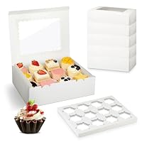Kievano Cupcake Box 12er, 10 Stück Cupcake Boxen, Einteilige Muffin Transportbox mit Sichtfenster für Cupcakes, Muffins, Kekse und Donuts, stabile Kuchenbox aus Karton, 32,5 x 24,8 x 9 cm