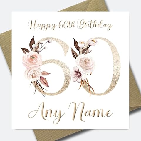 Custom Floral 60th Birthday Card for Her Cover