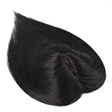 Extensiones de cabello humano for mujer, 15 x 16 cm, base grande de seda, for cabello fino o caída.(12 inch,Natural Black)