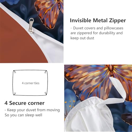 Housse de couette 200x200 papillon motif réversible de lit - 8