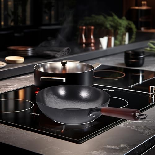 Wok de hierro forjado 32 cm con mango de madera miniatura 5