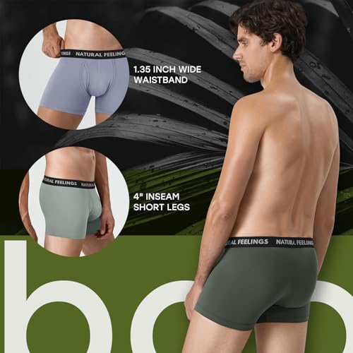 Natural Feelings Mens Underwear Bamboo Viscose Boxer Briefs Comfy Breathable Underwear for Men with Open Fly 5-Pack3