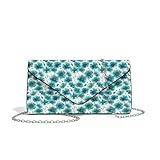 Ecaestolph Blue Flowers Pattern Glam Date Night Clutch Formal Handbag for Female Chic Small Bag with Wristlet for Restaurant Bar Holiday Party
