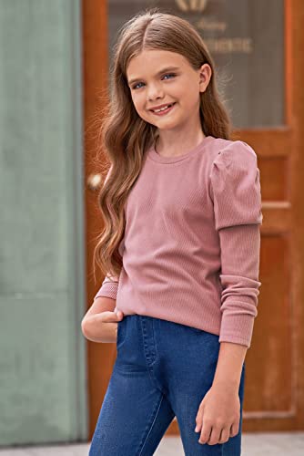 Image of blibean Tween Girls Puff Sleeve Shirts Stylish Fall Tops Size 4-15 Years Old