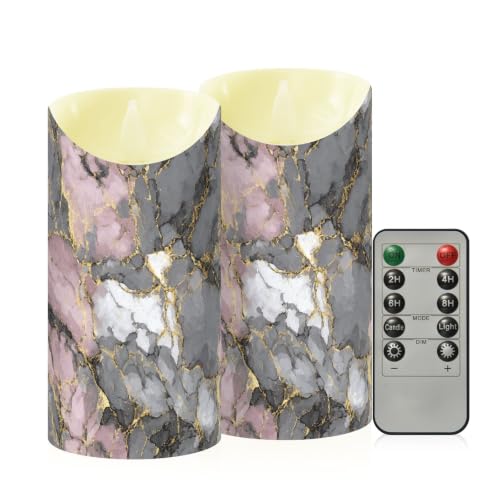 Velas de control remoto LED efecto mármol decorativas con temporizador 2