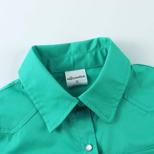 Noomelfish Girls Button Down Pearl Snap Western Shirt Cowgirl Long Sleeve Blouse Tops (5-12 Years)3