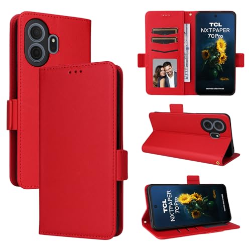 �X�}�z�P�[�X �Ή��@�� for TCL Nxtpaper 70 Pro �X�}�z�P�[�X�y�t���b�v�X�^���h�E�}�O�l�b�g�J�E�J�[�h�X���b�g�t���E�H���b�g�z Red