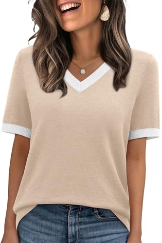 Save 48% on WIHOLL Women's V-Neck Short Sleeve Sweater