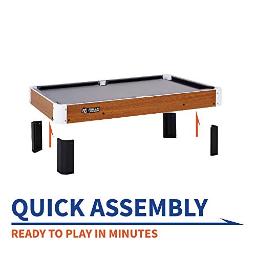 Rally and Roar Tabletop Billiards Mini Pool Game, Includes Ball Set, Rack, 2 Cues, Chalk and Brush - Thumbnail 3