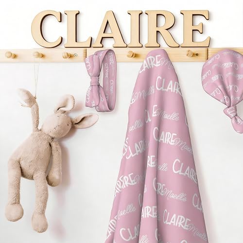 Image of Personazlied Baby Blanket, Custom Swaddle Blanket for Newborns with Name, Customized Baby Blanket for Boys and Girls, Ideal Personalized Baby Gifts for Newborns and Baby Showers (Pattern Name)