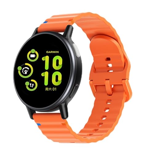 Silicone Bands Compatible with Garmin Vivoactive 6/5 Watch Band/Garmin Venu/Sq Women Men, Soft Wave Rubber Strap for Forerunner 165/55/245/650 Quick Release Wristband with Decorative Woven Line
