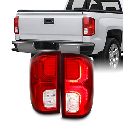 AKKON - Fit 2016 2017 2018 Chevy Silverado 1500 LTZ Pickup Truck LED Tail Light Red Clear Driver + Passenger Replacement
