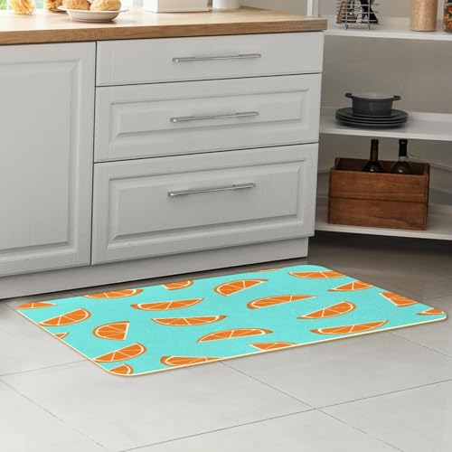 2 alfombrillas de cocina VAPOKF con patrón de rodajas naranjas lavables 7
