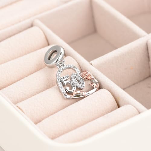 12 13 16 18 21 30 40 50 60 70 80 Birthday Charms for Bracelets Womens Rose Flower Love Heart Charm Beads Compatible with Pandora Bracelets3