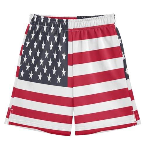 panksolu Us Flag Boys' Shorts Summer Cotton Adjust Pocket Boys Shorts Size 8 Years Multicolor