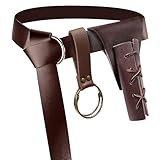 SUMGOGO Medieval Leather Sword Frog Dagger Holder Belt Rapier Scabbard Knight Renaissance Belt Pirate Halloween Costume Cosplay (Coffee)