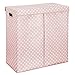 mDesign Extra Large Upright Double Laundry Hamper Basket with Hinged Lid and Handles - Portable and Foldable for Compact Storage in Baby Nursery, Kid Bedroom, Playroom - Pink/White Polka Dots