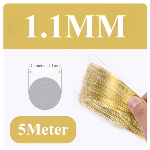 COYOUCO Brass Wire, 1.1/1.2/1.3/1.4/1.5Mm Diameter, 5M Length, Bare Solid Brass Wire for Jewelry Making, Crafting, Electrical, Industry,1.1mm*5m