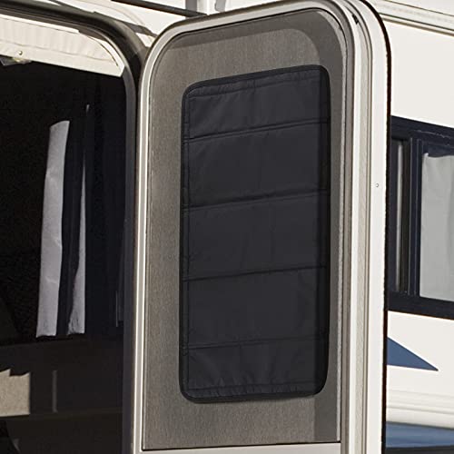 Bougerv Rv Door Shade Cover, Foldable Rv Sun Shade Windshield Blackout Shower Curtains Coverage Rv Accessories Fits For Most Rv Interior Door Window Oxford Materials Black (25" X 16") #TOP7