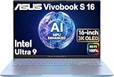 ASUS Vivobook S 16 AI PC Laptop, 16' 3K OLED, Intel 16-Core Ultra 9 285H ( i9-13900H) for Photographer, Designers, FHD IR Webcam, IST Computer Customized 32GB DDR5 RAM, 512GB/1TB/2TB SSD, Win 11 Home