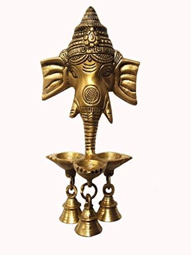 phareLamp Presents Wall Hanging Three Diya Oil Lamp (Gold) #A065