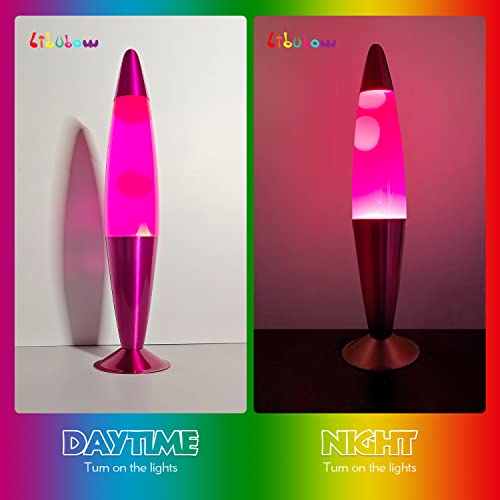Image of 16 Inch Pink Magma Lamp, 2 Bulbs, White Wax Pink Liquid, Relaxing Nightlight Mood Lighting Home Decor Room Office Bedroom Lamp for Adults, Teens and Kids, Girls