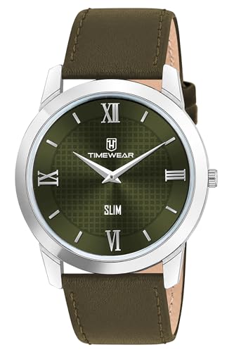 Image of TIMEWEAR Analog Slim Two Hands Leather Strap Watch for Men