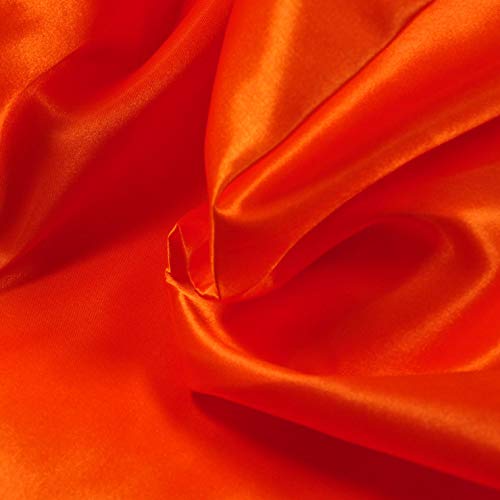 Image of Charmeuse Satin Orange Fabric, 60 inch Wide, Silky, for Wedding,Bridal,Decoration, Fashion,Apparel Crafts by 1Yard