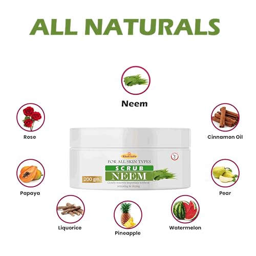 Image of Khadi 100% Pure & Herbal Neem Scrub - Anti-Acne & Purifying Face & Body Exfoliator - 400g
