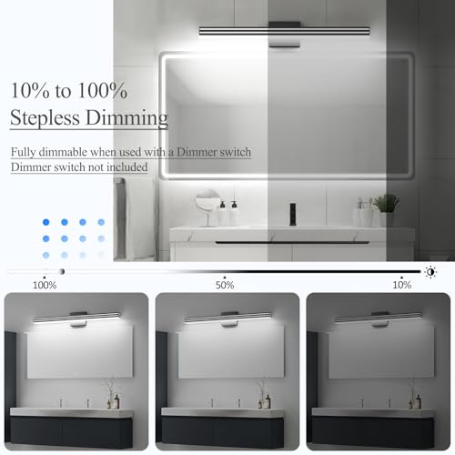 Ralbay Modern Black Bathroom Light Fixtures 5 Color Temperature Dimmable 31.5inch 30W Acrylic LED Black Bathroom Vanity Lighting Fixtures Over Mirror by Ralbay - Used condition - Image 3
