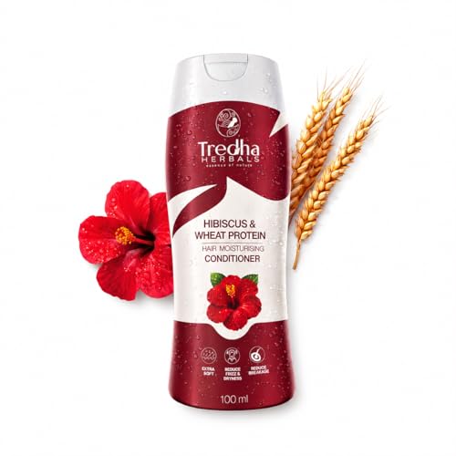Image of Tredha Herbal Hibiscus Moisturizing Hair Conditioner | For Dry, Frizzy, Dull & Damaged Hair | Smooth, Soft & Repairing Formula | Paraben & Sulphate Free | Suitable for Men & Women 100ml