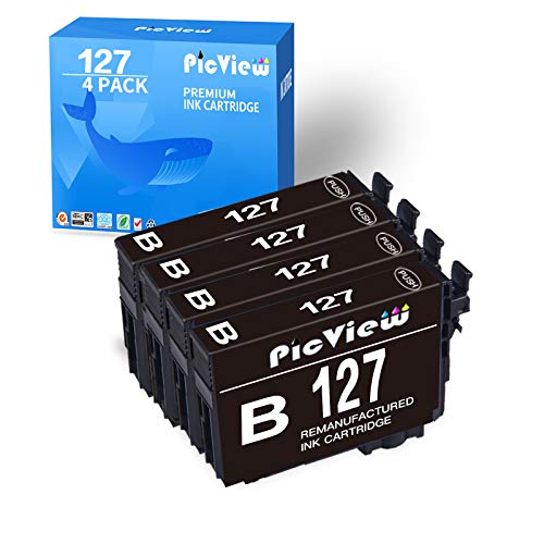 PicView Remanufactured Ink Cartridge Replacement for Epson 127 T127 Ink Used in NX530 NX625 WF-3520 WF-3540 WF-7010 WF-7510 WF-7520 545 645 630 840 Printer
