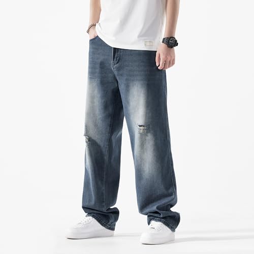 EnllerviiD Men's Baggy Denim Jeans Loose Fit Ripped Distressed Jean Hip Hop Vintage Skater Dance Pants Streetwear2