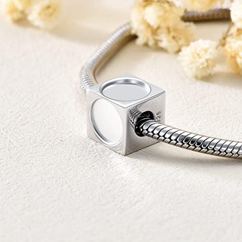 MBSUUH Personalised Four-Sided Three-Sided Two-Sided Photo Charm 925 Sterling Silver Customised Bead Holds 2/3/4 Images Pictures Fit Snake Bracelet for Women