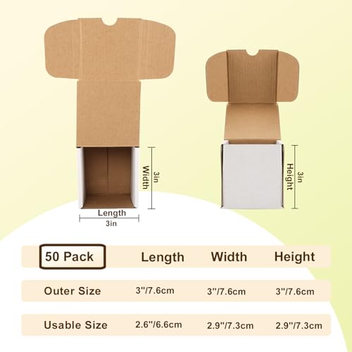 Image of WIFTREY 50pcs 3X3X3 inch Small Shipping Boxes for Business, White Corrugated Cardboard Box 3 x 3 x 3 Craft Gifts Giving Box for Literature, Mailing, Packaging